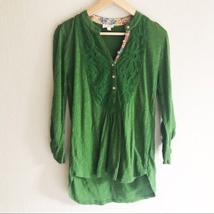 Anthropologie Meadow Rue Green Henley Top